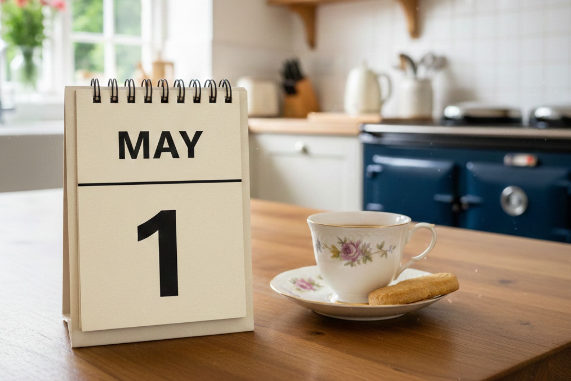 A calendar on a kitchen table marks 1st May – the date that the abolition of Section 21 for UK landlords comes into play. The property is let, managed by Currans Homes - expert letting agent in Chester.